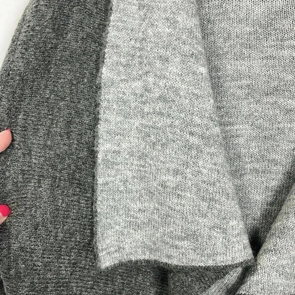 Nanette Lepore Cardigan Gray L Open Front Shawl Collar Pockets Soft 23% Wool EUC - Picture 3 of 11
